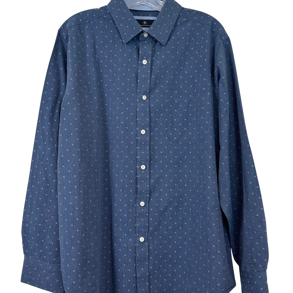 Hart Schaffner Marx Designer Men's XL Chambray Blue Button-Up Long Sleeve Shirt